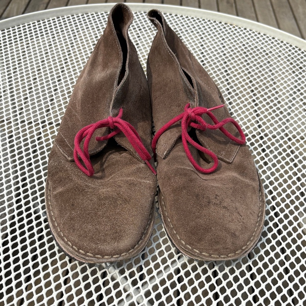 J. Crew Brown Chukka Boots with Red Laces
